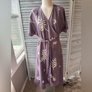 Sister Nettle Lavender Purple Wrap Linen Dress XL/XXL (14-16W)